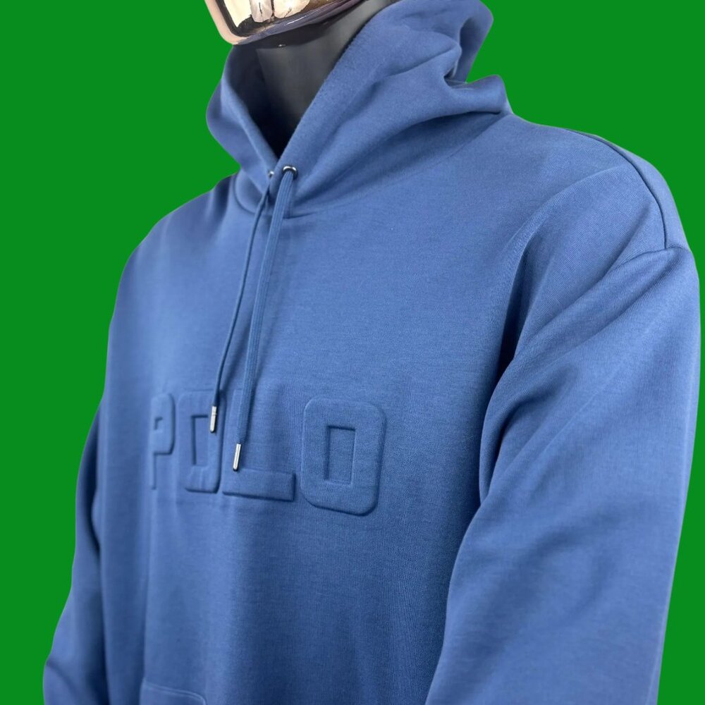 Polo Ralph Lauren Embossed Logo Blue Hoodie Sweatshirt